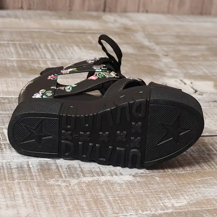 Gaelina - Sandalias de plataforma con encaje floral