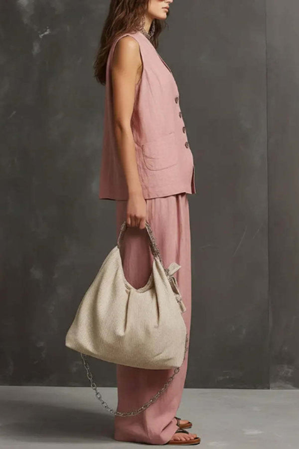 Heloise - Conjunto de chaleco transpirable y pantalón de pernera ancha