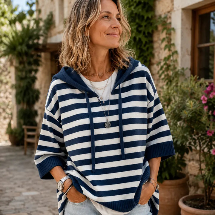 Leontine - Jersey de punto con capucha a rayas