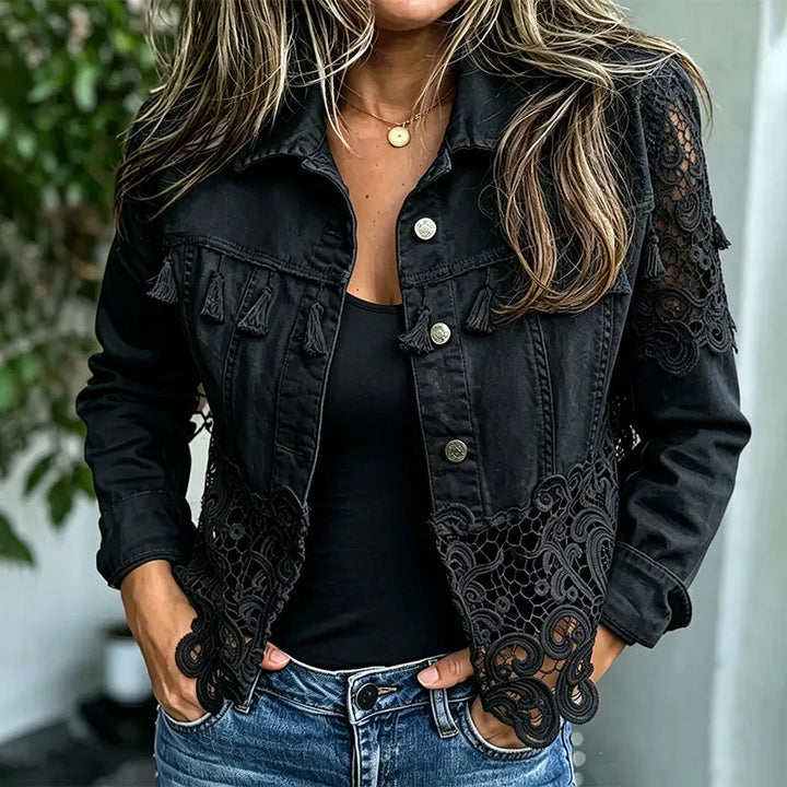 Anselia - Chaqueta con botones y bajo de encaje