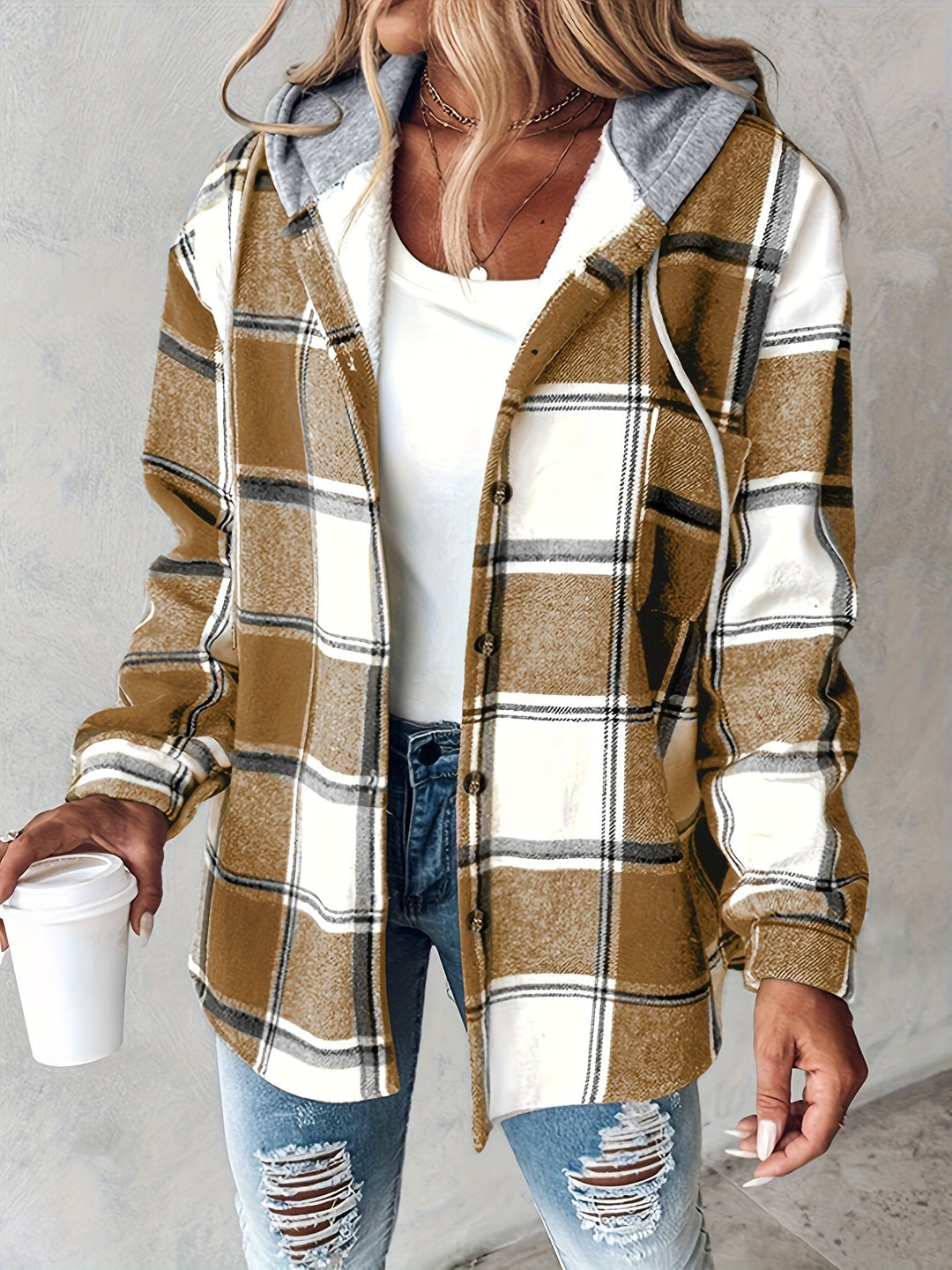 Genevessa - Chaqueta con capucha de tacto suave