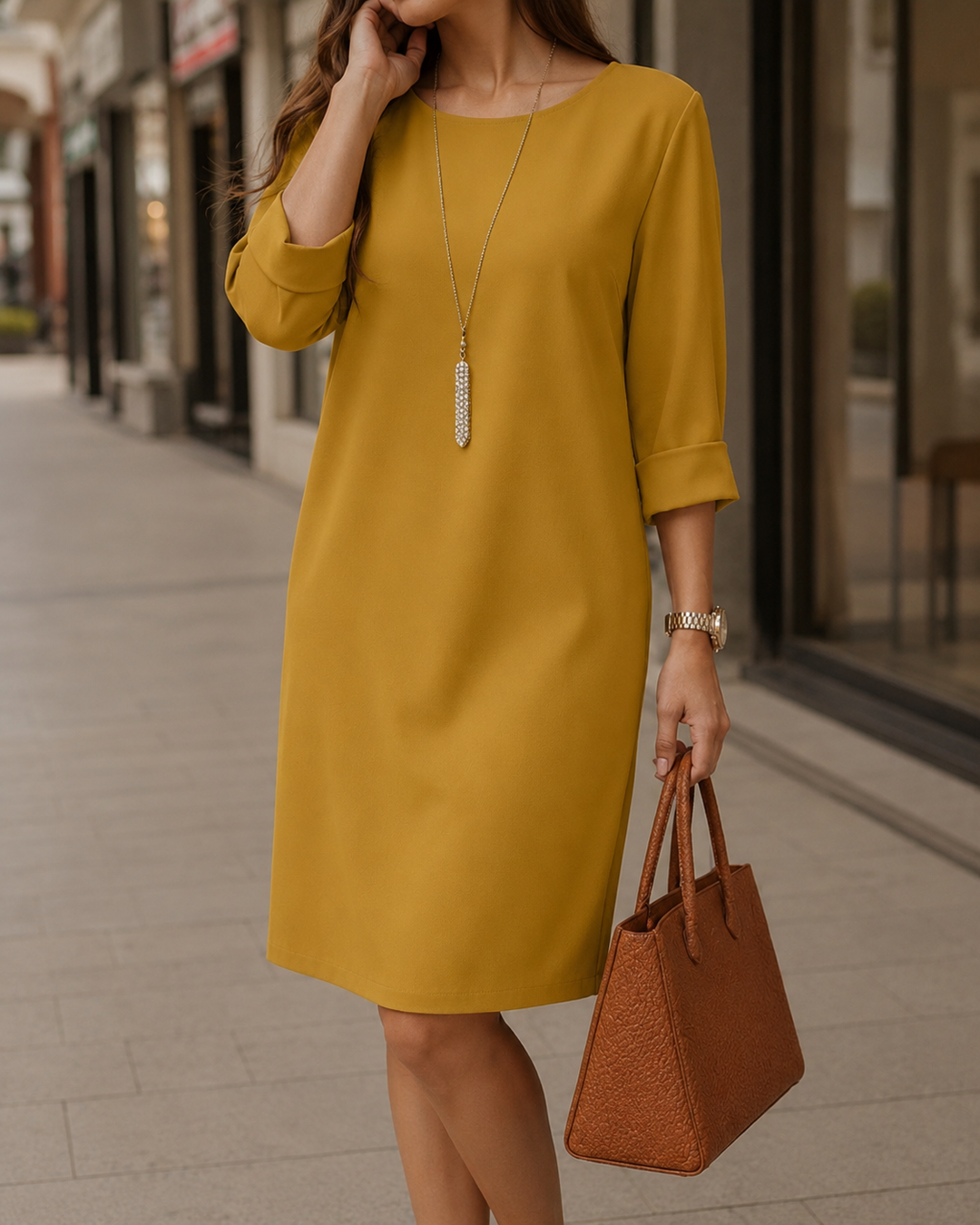Delya - Vestido midi drapeado