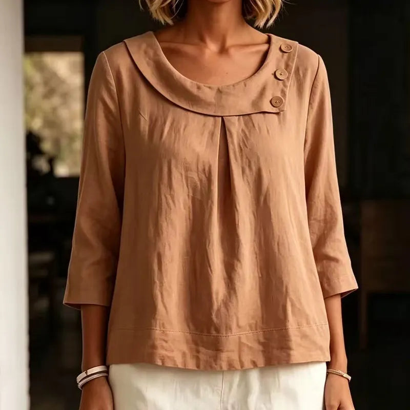 Brionelle - Blusa de lino de tacto suave