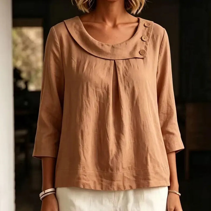 Brionelle - Blusa de lino de tacto suave