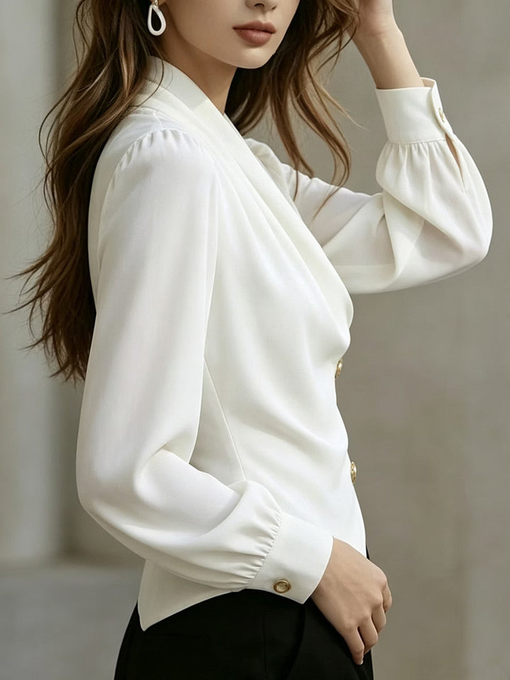 Ximena - Blusa de satén con drapeado elegante