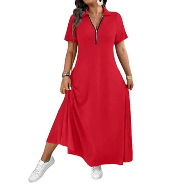 Primelle - Vestido largo suave con cuello de cremallera