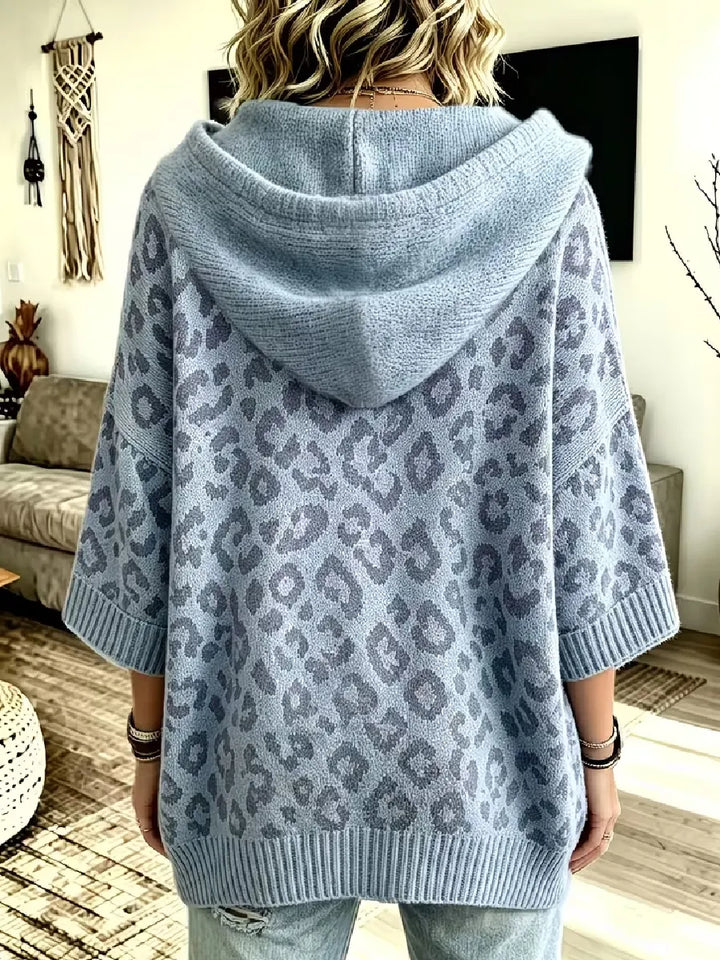 Jocasta - Sudadera de punto oversize con estampado de leopardo