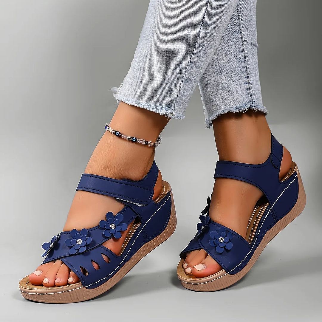 Fiorelia - Sandalias de cuña florales cómodas