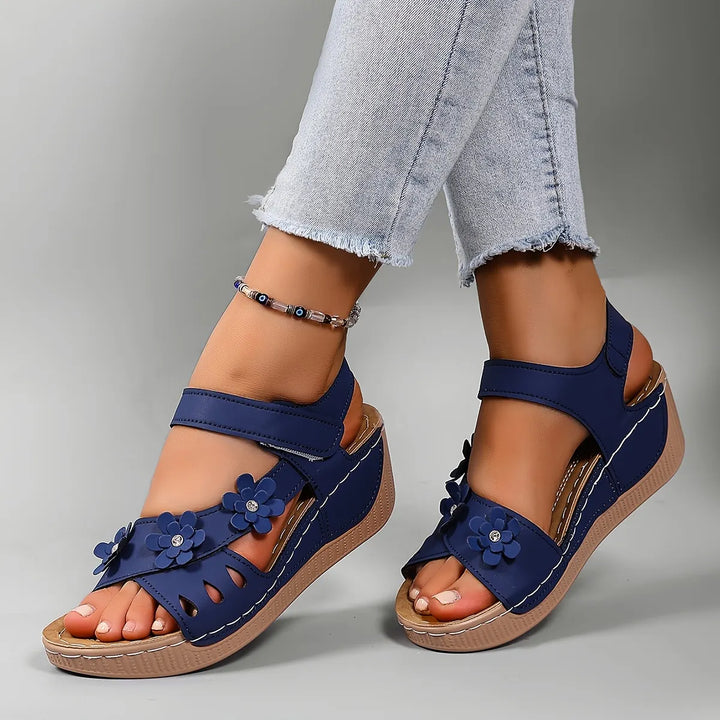 Fiorelia - Sandalias de cuña florales cómodas