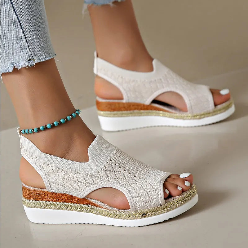 Orianne - Sandalias de cuña de puntera abierta y transpirables
