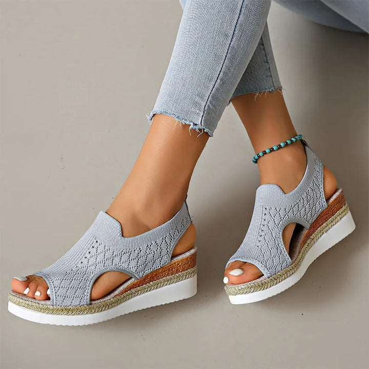 Orianne - Sandalias de cuña de puntera abierta y transpirables