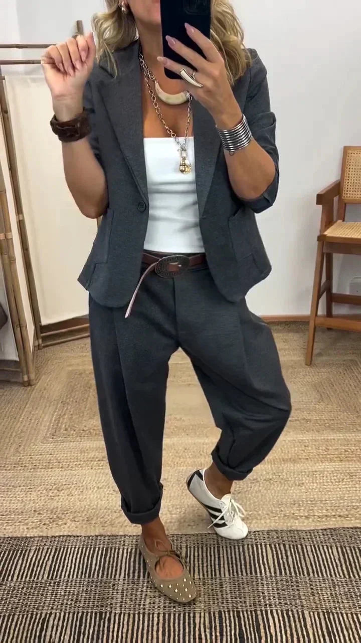 Rosina - Conjunto de americana y pantalón de tacto suave