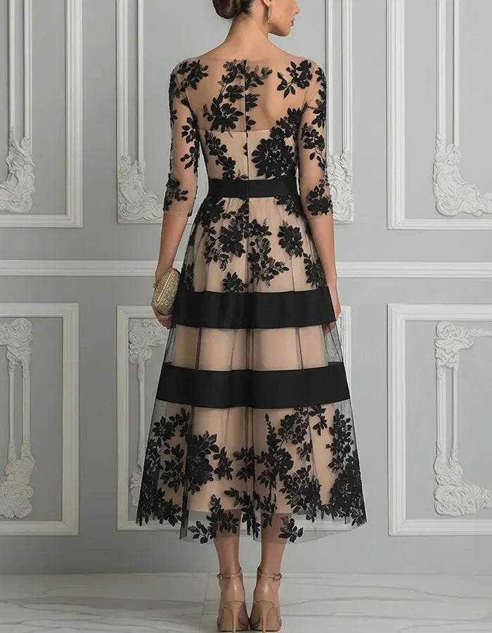 Alouessa - Vestido midi evasé elegante