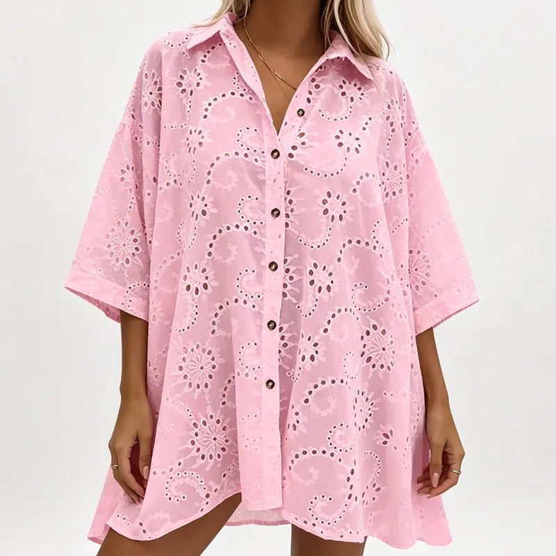 Amarielle - Vestido fresco bordado con botones