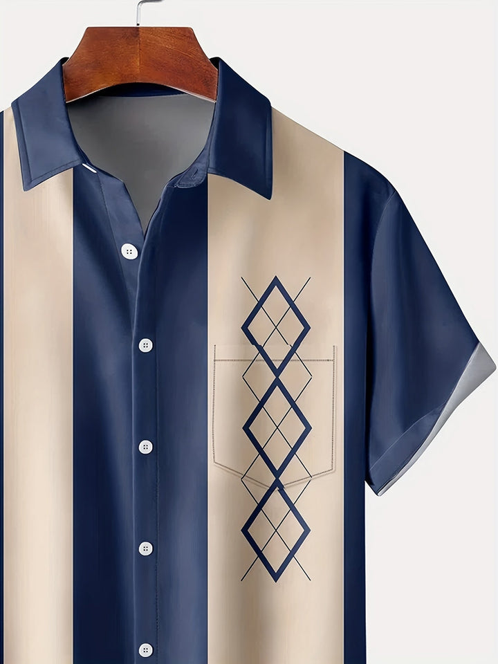 Morpeth - Camisa de rayas vintage con cuello abotonado