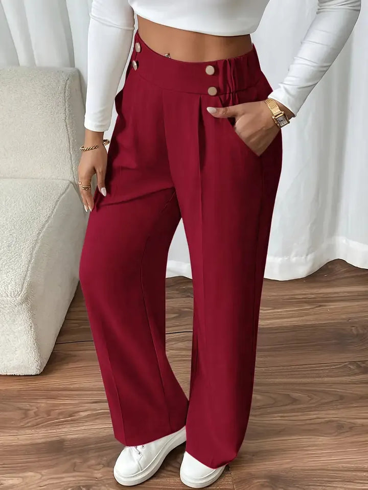 Ashlena - Pantalón de pernera ancha de tiro alto y tacto suave