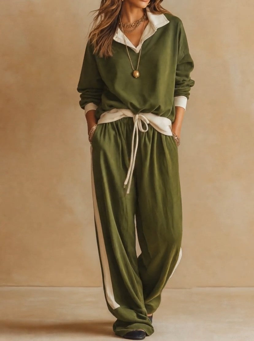 Ruby - Conjunto de pantalón de pernera ancha y polo de corte relajado