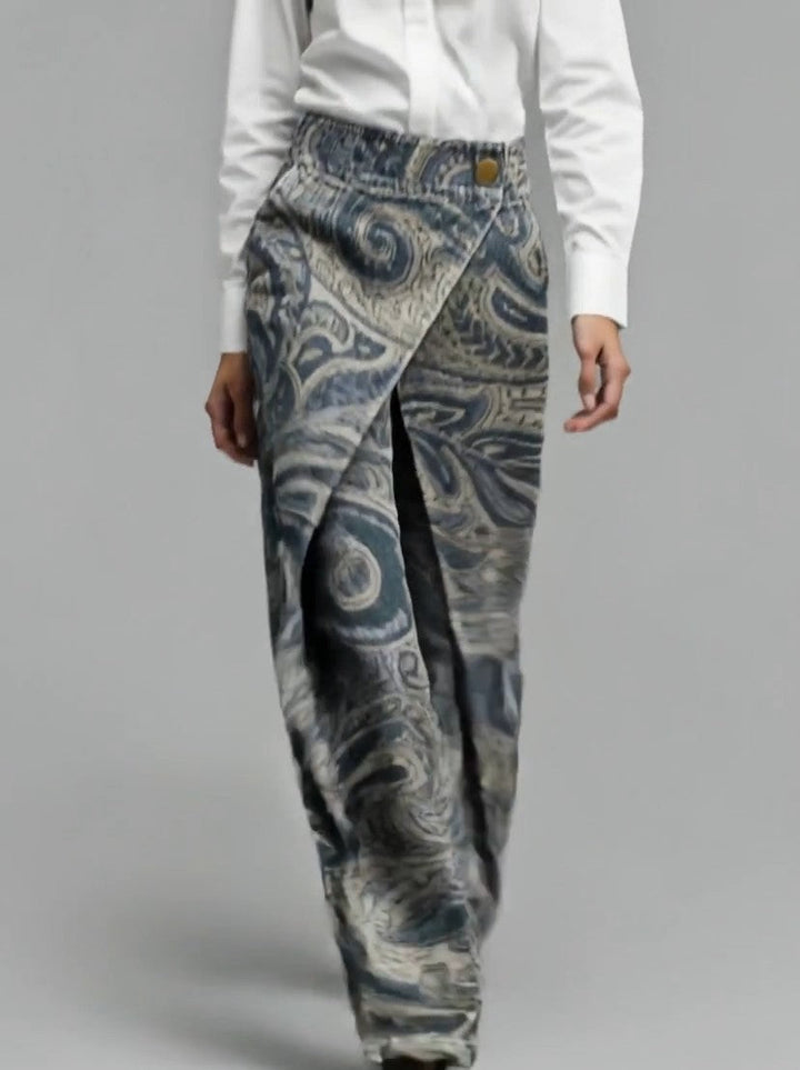 Dottie - Vaqueros de pierna ancha con estampado floral multicolor