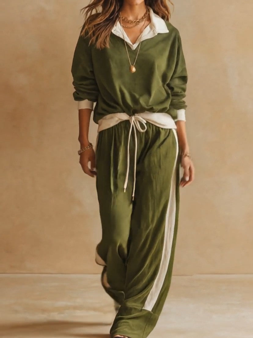 Ruby - Conjunto de pantalón de pernera ancha y polo de corte relajado