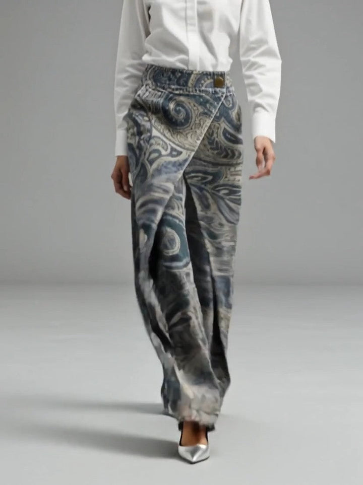 Dottie - Vaqueros de pierna ancha con estampado floral multicolor