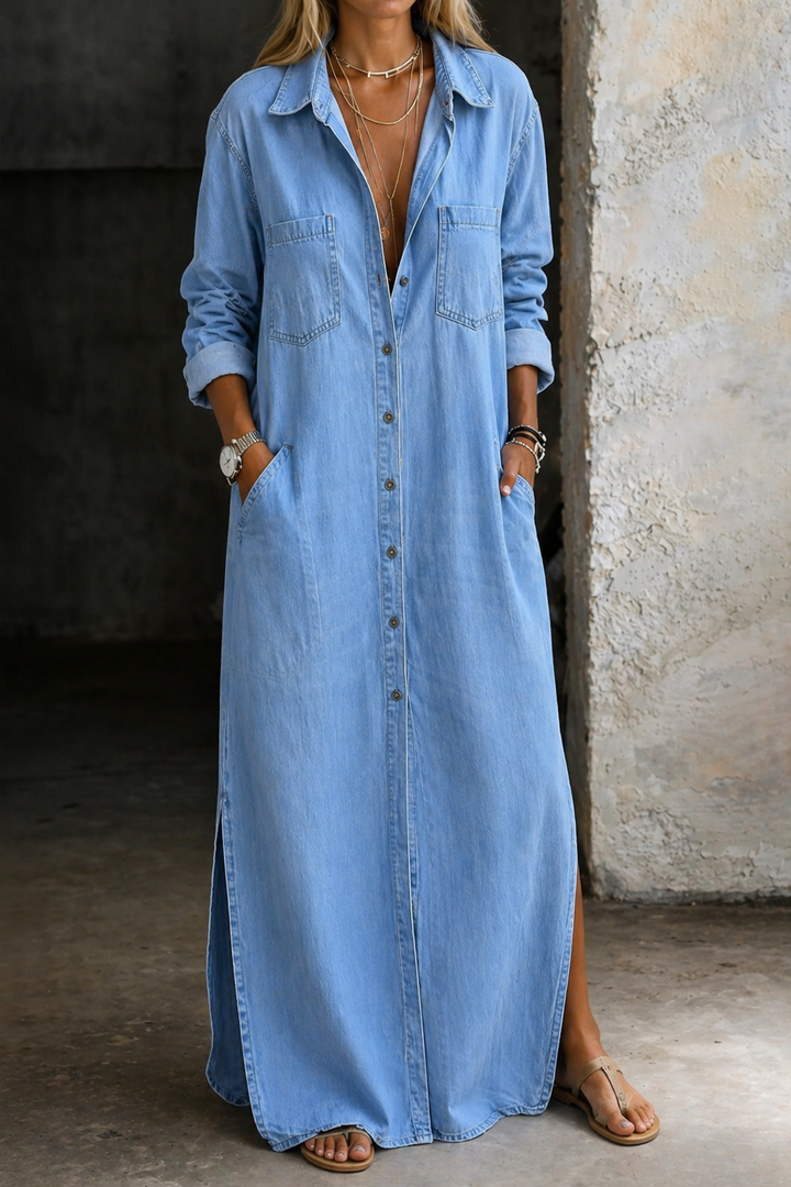 Brialisse - Vestido camisero largo