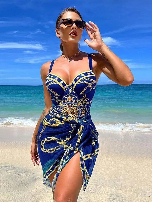 Diana - Conjunto de bañador push-up de una pieza y salida de playa