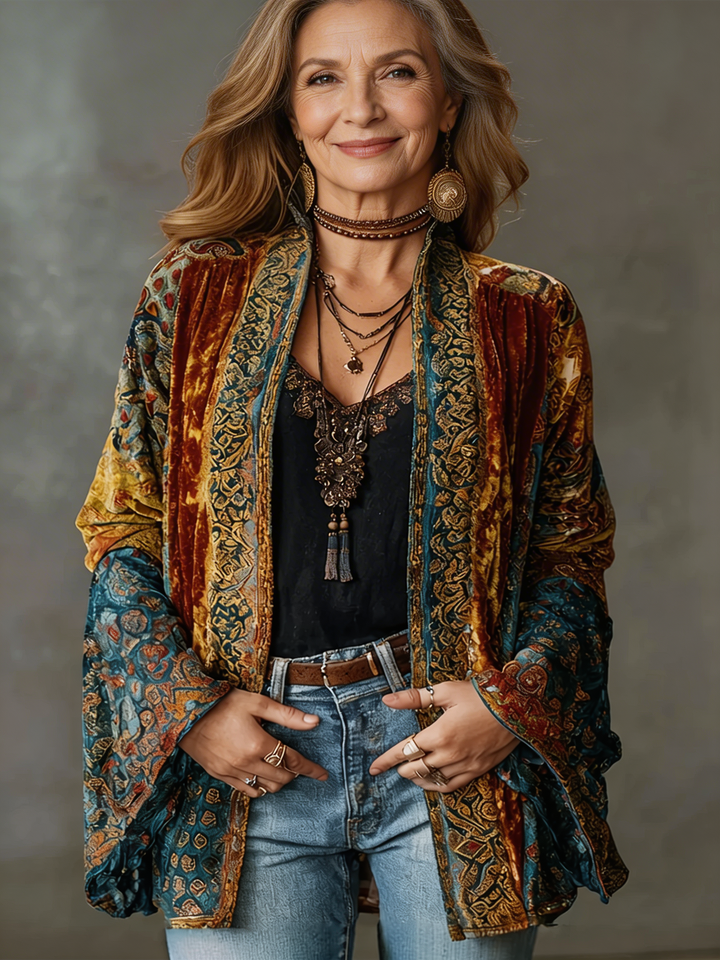 Eudocia - Cárdigan tipo kimono bordado boho