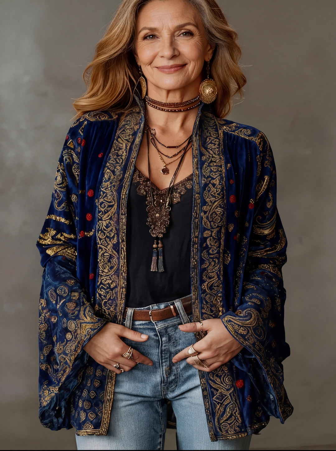 Eudocia - Cárdigan tipo kimono bordado boho