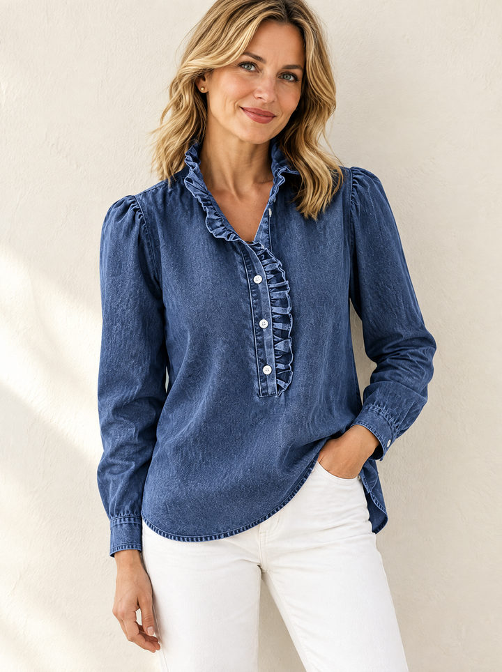 Brinna - Blusa con volantes de tacto suave