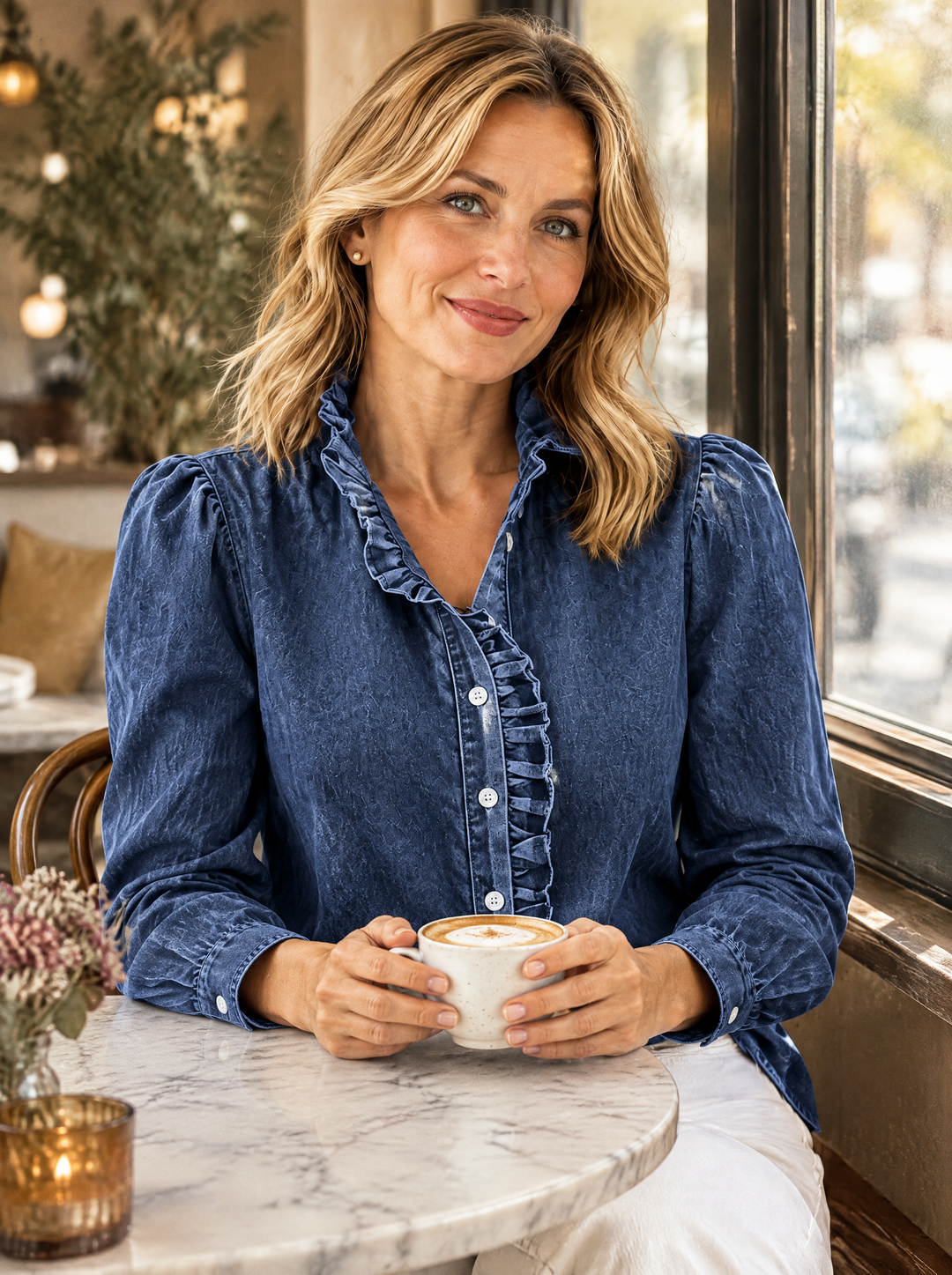 Brinna - Blusa con volantes de tacto suave