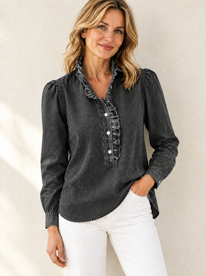 Brinna - Blusa con volantes de tacto suave