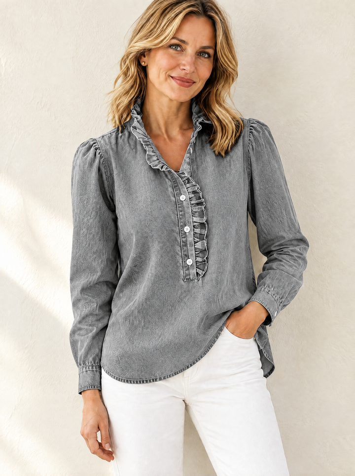Brinna - Blusa con volantes de tacto suave