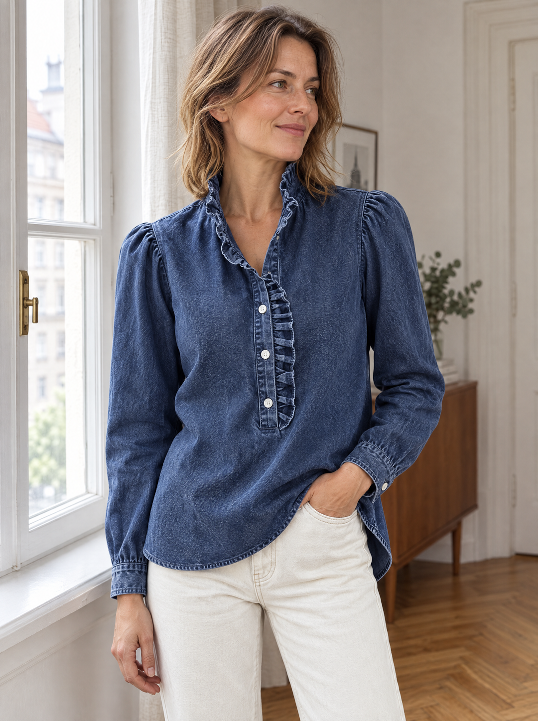 Brinna - Blusa con volantes de tacto suave