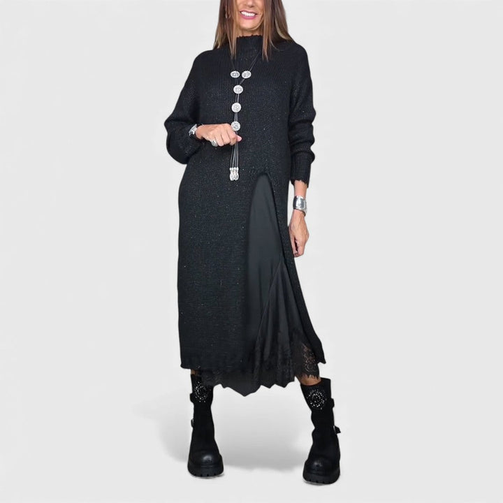 Aravina - Conjunto de jersey y vestido con capa suave