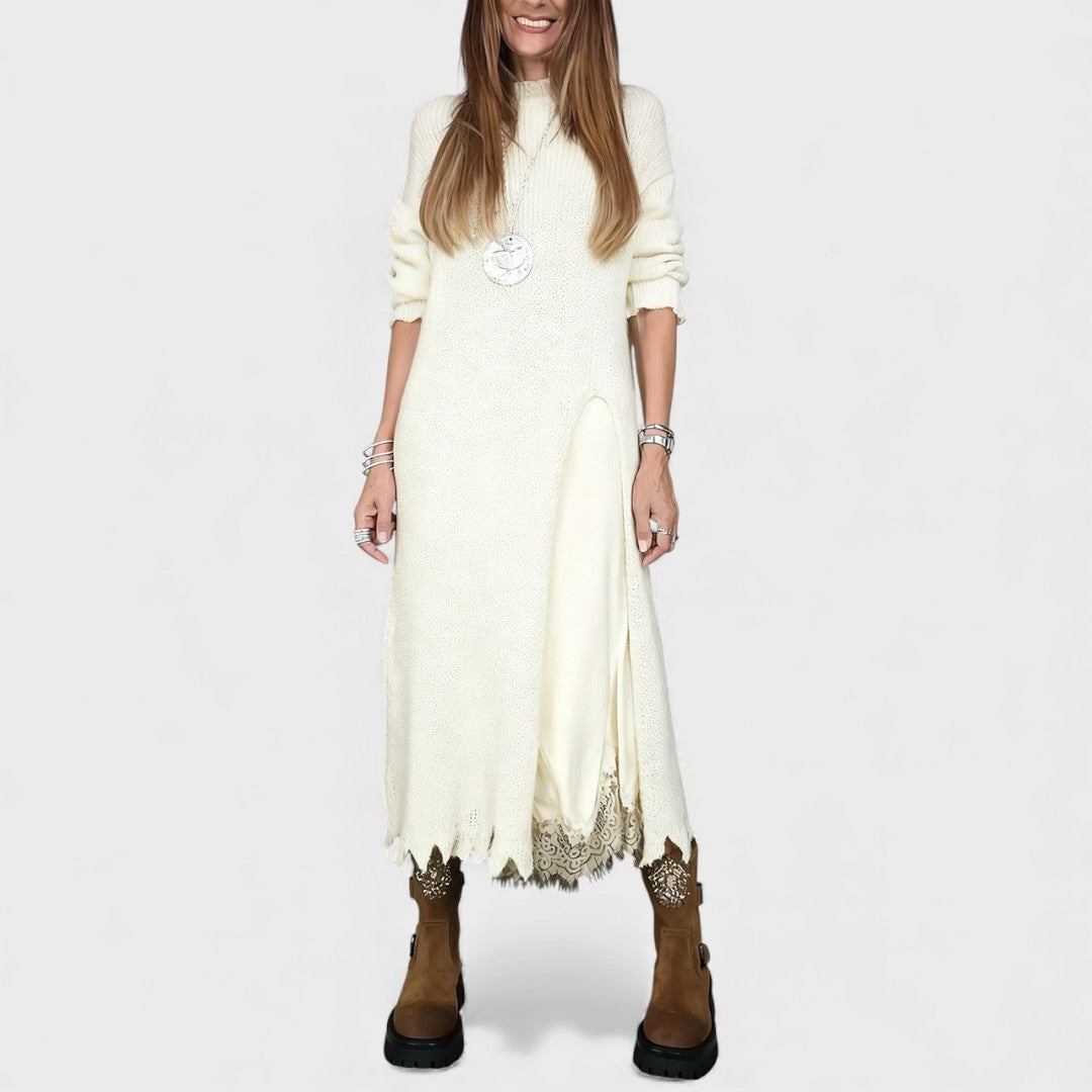 Aravina - Conjunto de jersey y vestido con capa suave