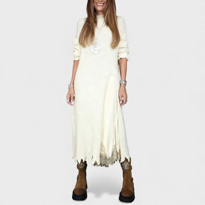 Aravina - Conjunto de jersey y vestido con capa suave