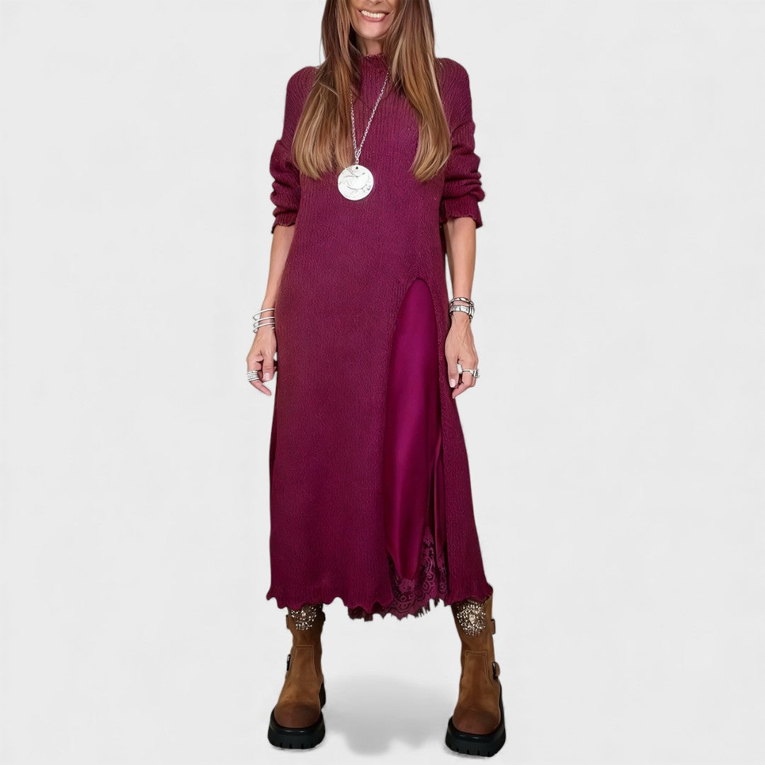 Aravina - Conjunto de jersey y vestido con capa suave