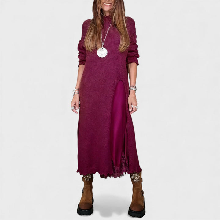 Aravina - Conjunto de jersey y vestido con capa suave