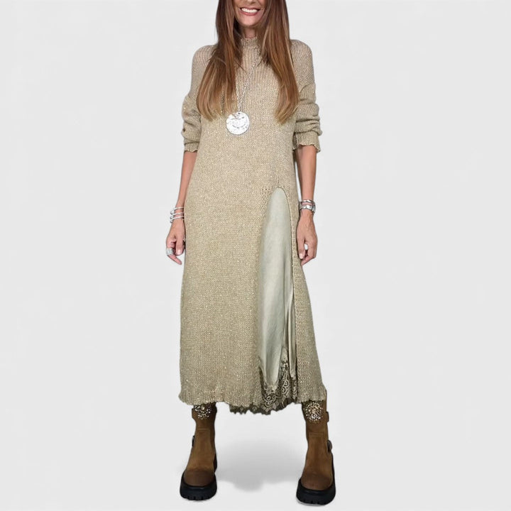 Aravina - Conjunto de jersey y vestido con capa suave