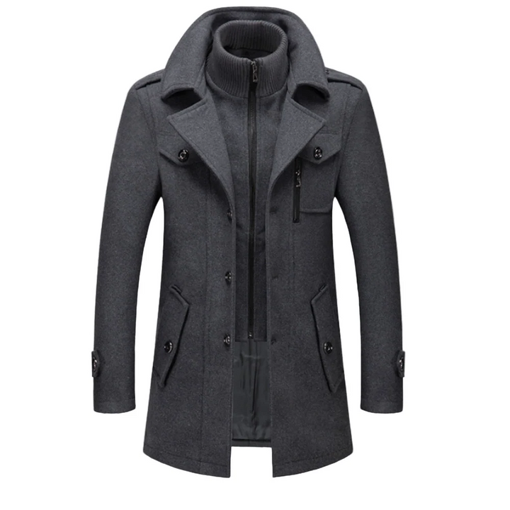 Davin - Abrigo midi de cuello alto con efecto capas