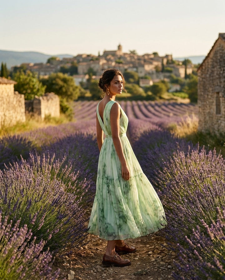 Nadia - Vestido midi plisado floral