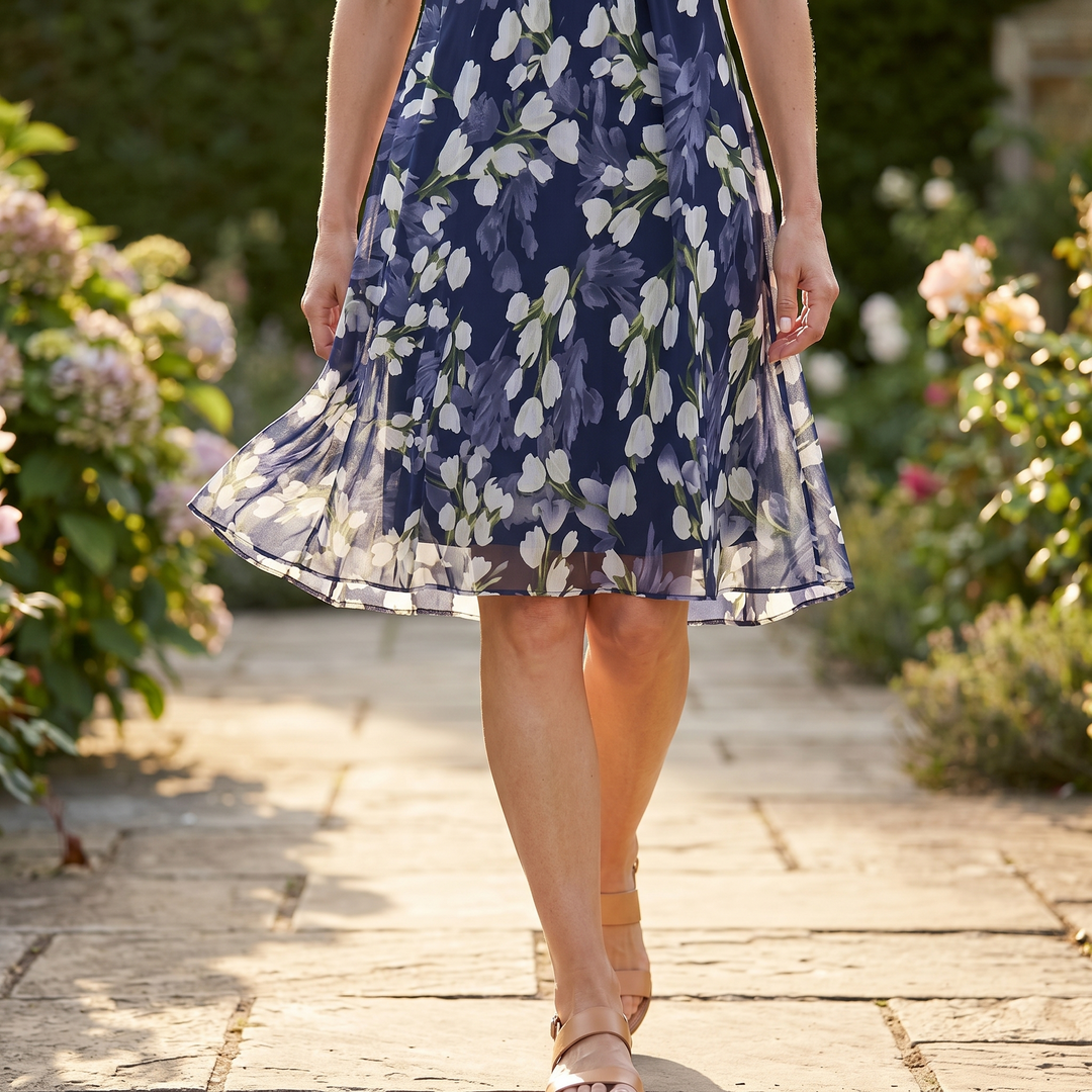 Genevora - Vestido midi floral vaporoso
