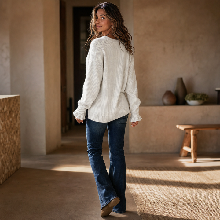 Annelie - Jersey de cuello de pico suave al tacto