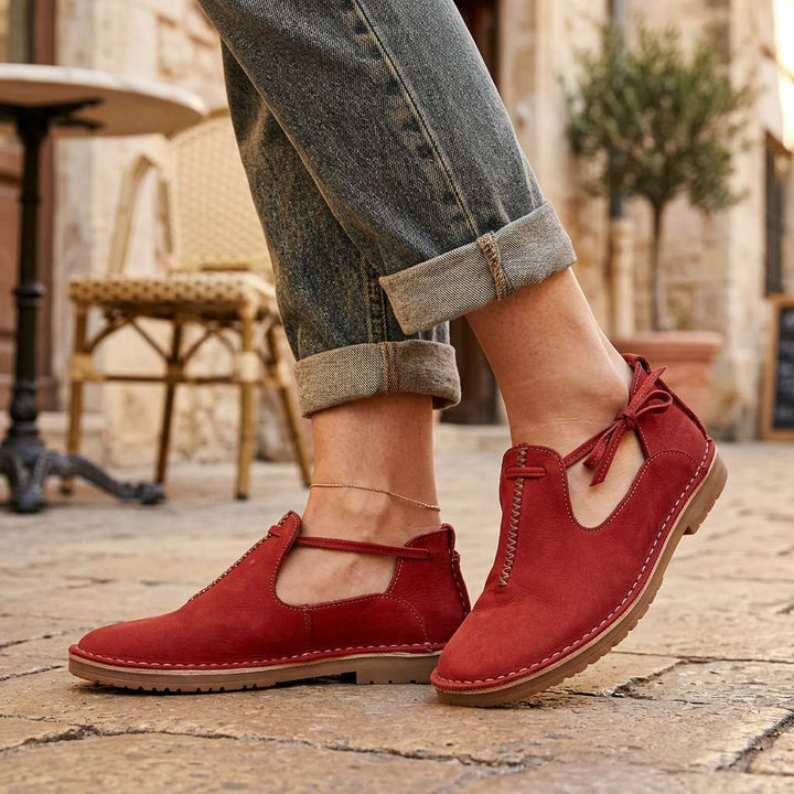 Delaina - Zapatos vintage de piel con encaje