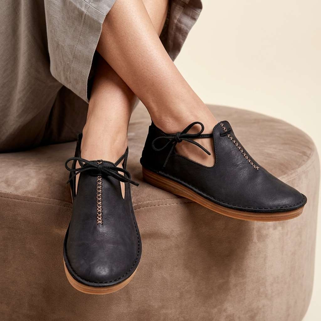 Delaina - Zapatos vintage de piel con encaje