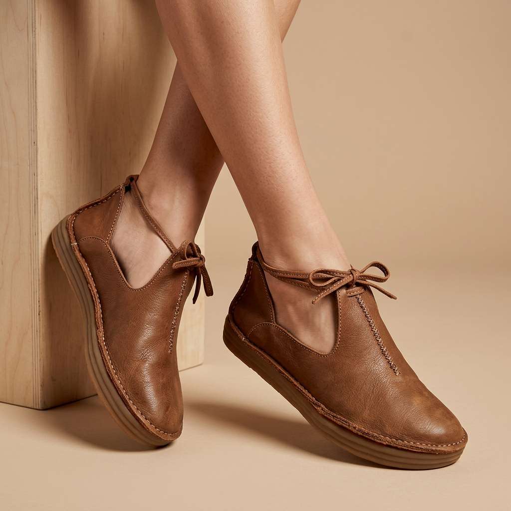 Delaina - Zapatos vintage de piel con encaje