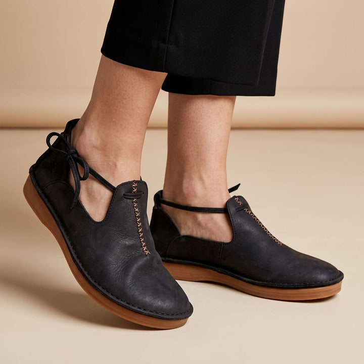 Delaina - Zapatos vintage de piel con encaje