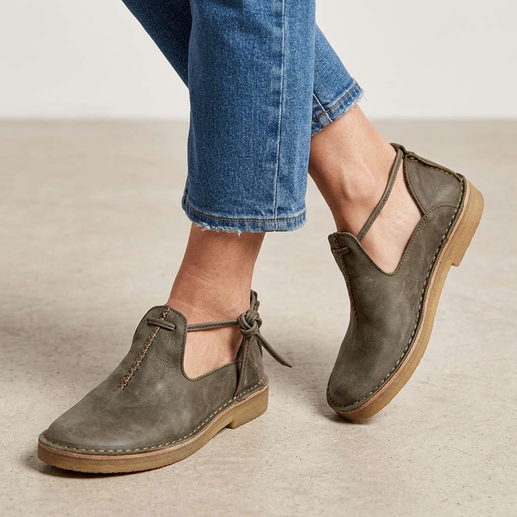 Delaina - Zapatos vintage de piel con encaje
