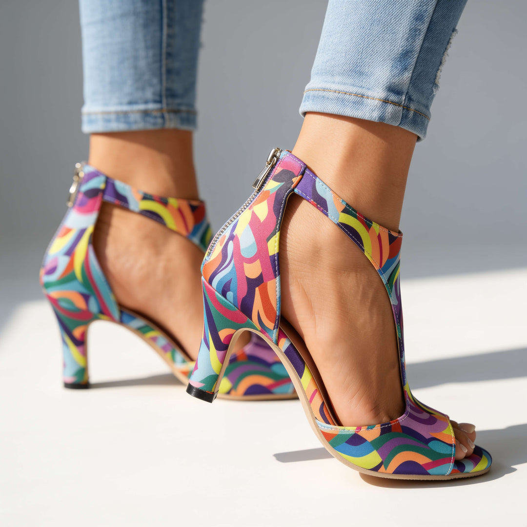 Corabelle - Sandalias de tacón elegantes con tira en T