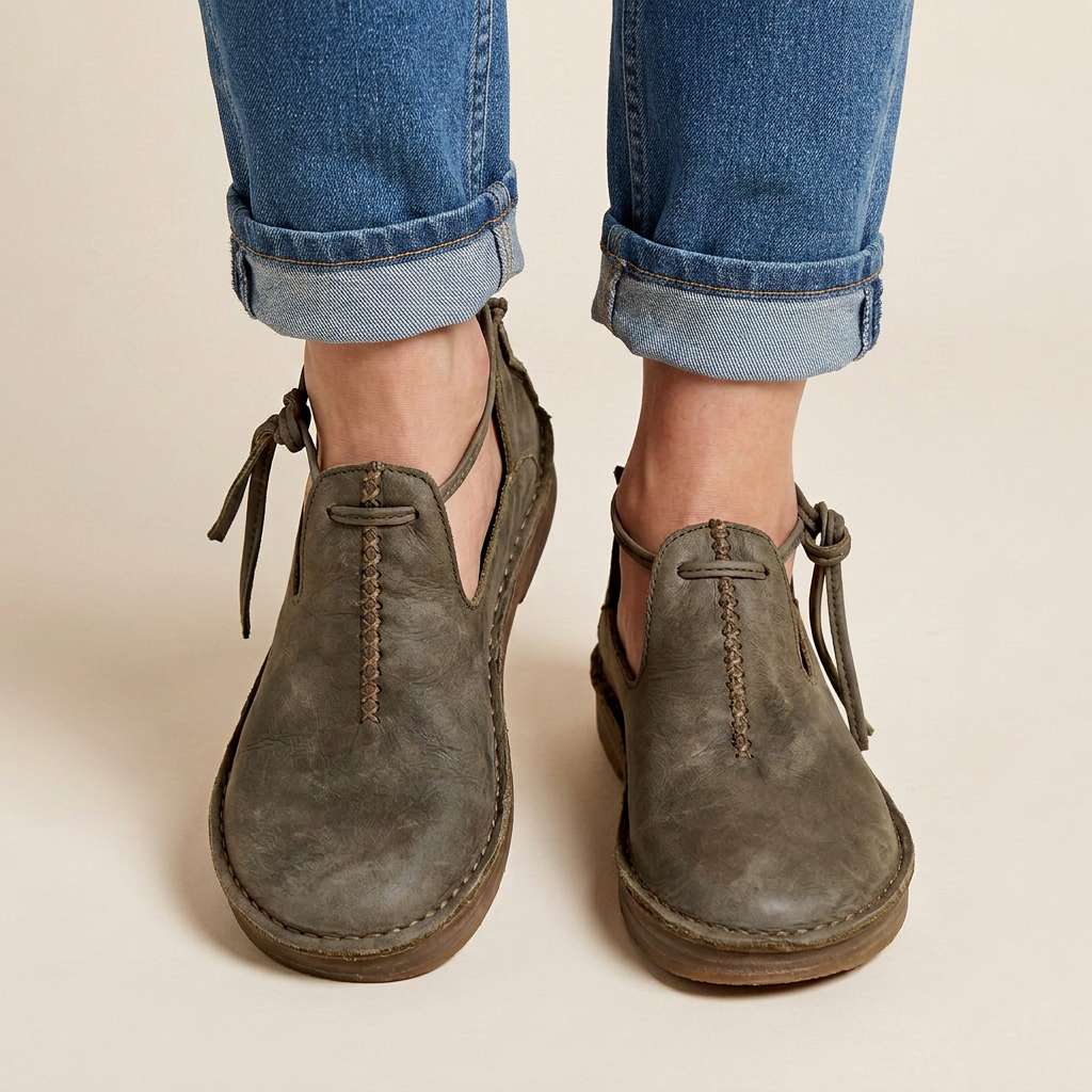 Delaina - Zapatos vintage de piel con encaje